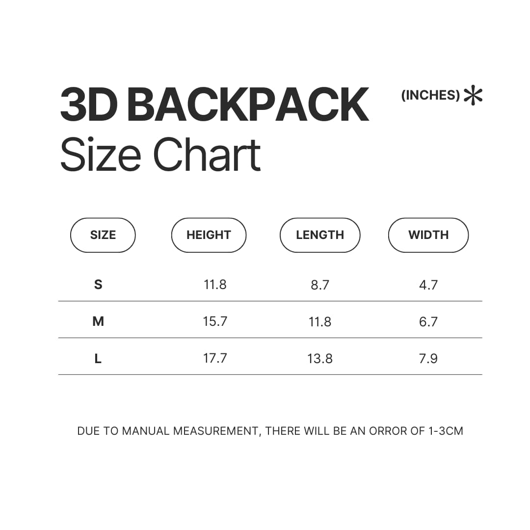 3D Backpack Size Chart - Black Clover UK Shop
