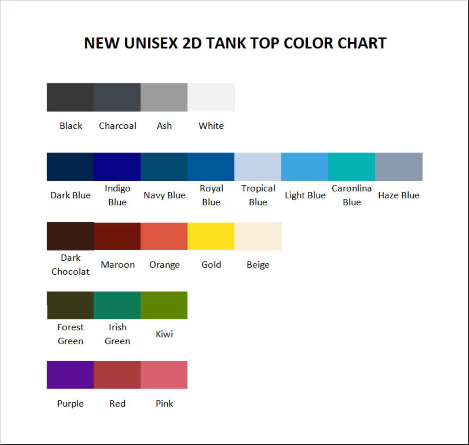 tank top color chart - Black Clover UK Shop