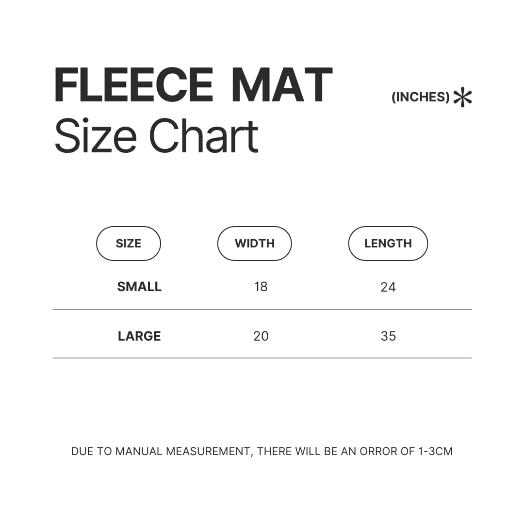 Fleece Mat Size Chart - Black Clover UK Shop