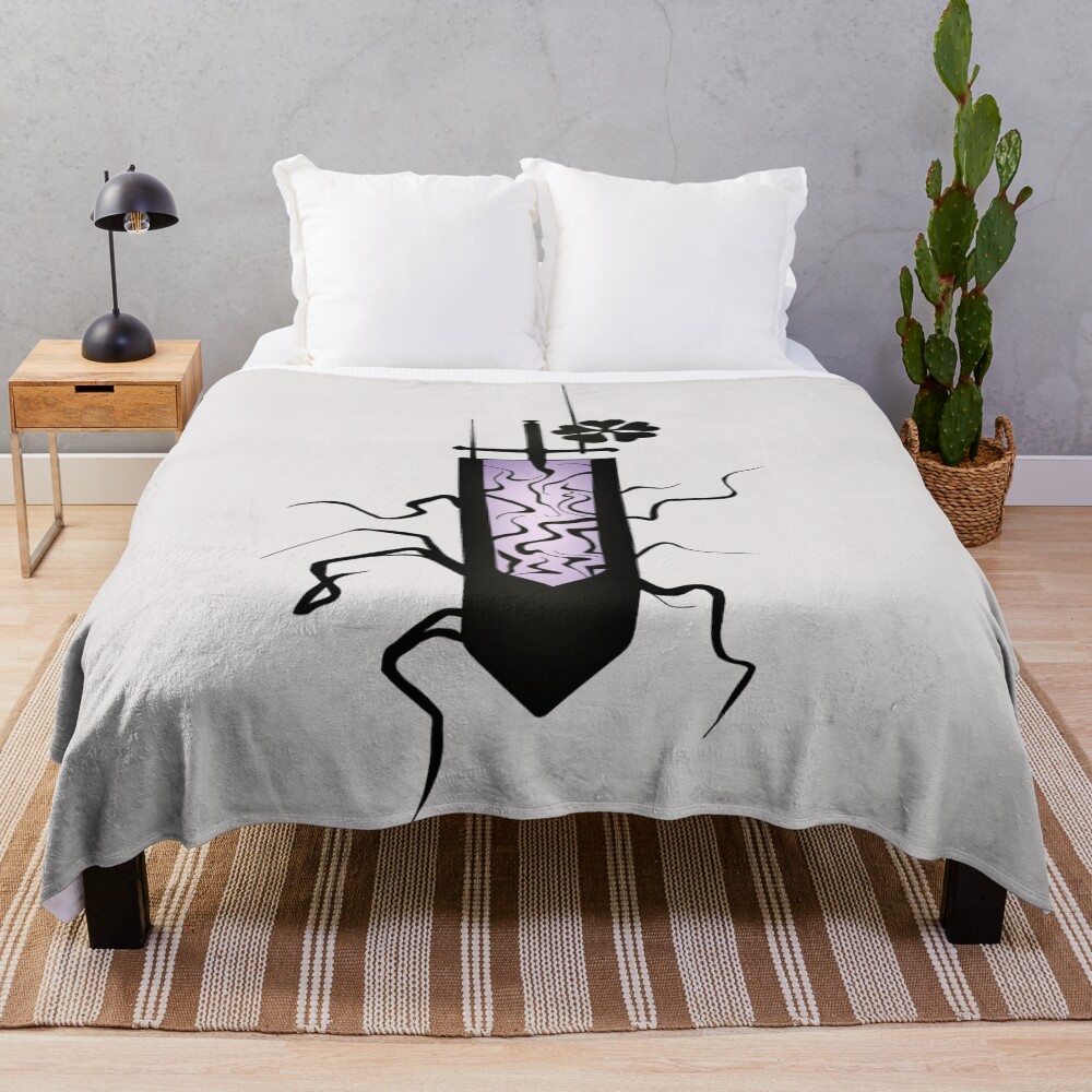 Black Clover Scribble Anti Magic Sword Throw Blanket