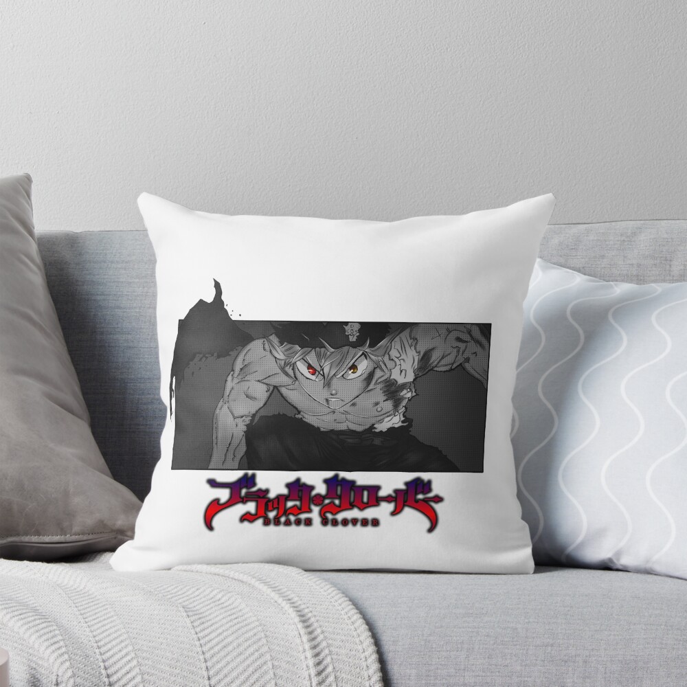 Scribble Black Bull Black Clover Throw Pillow