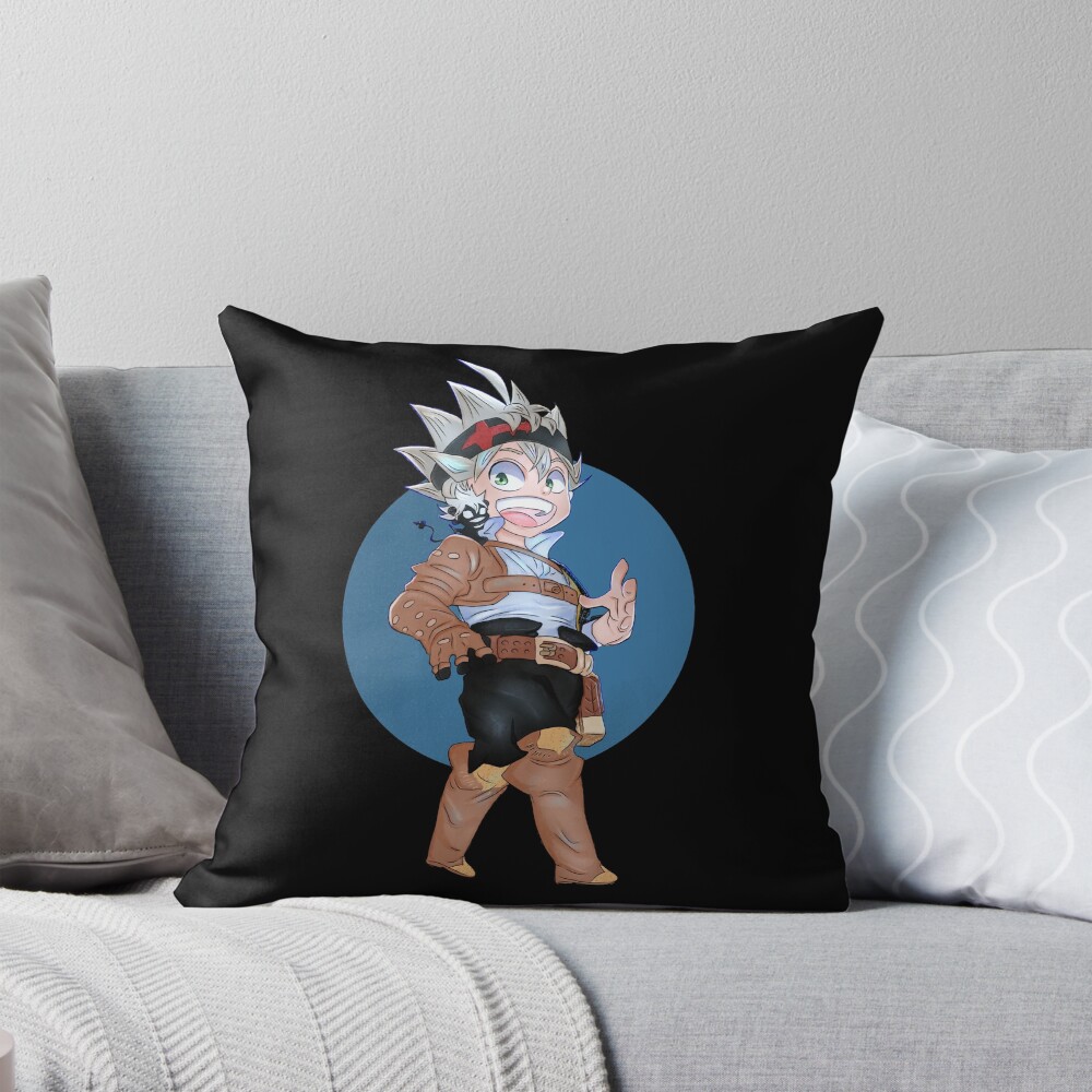 Black Clover Scribble Blue Magic Throw Pillow